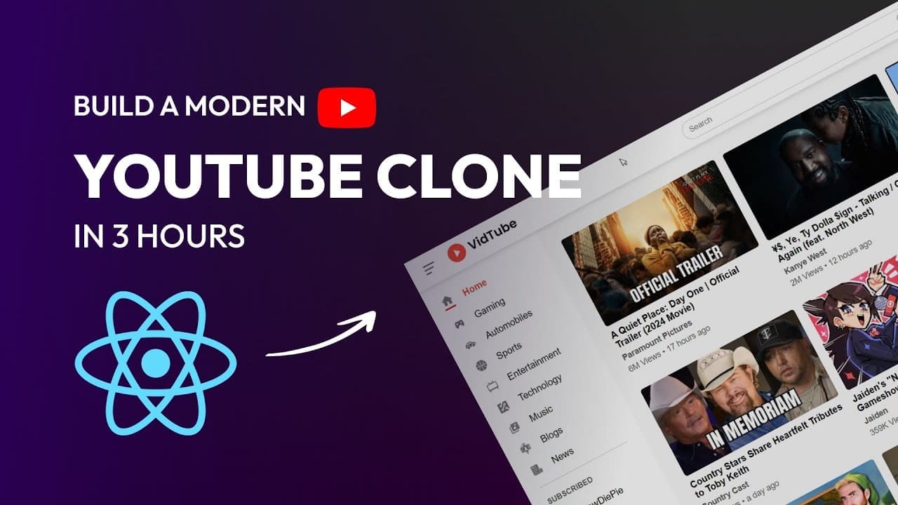 Build a YouTube Clone with React JS 2024